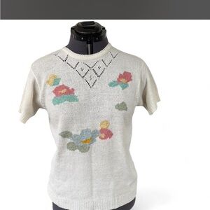 Source Unknown Floral Knit Sweater - Cream and Multicolor